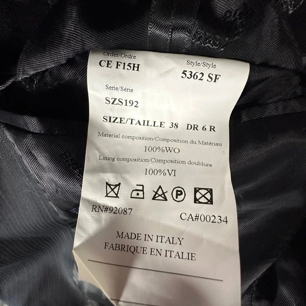 Ermenegildo Zegna Saks Fifth Avenue Blazer Mens 38 Black Wool Slim Fit